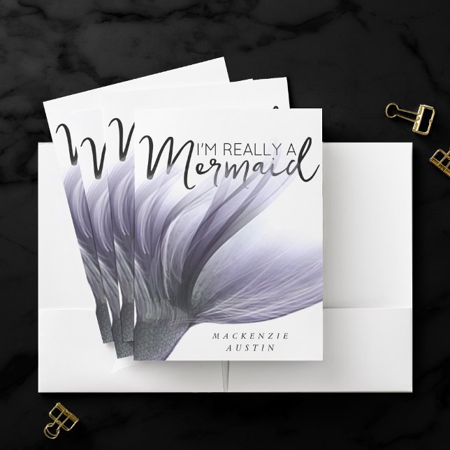 #MermaidLife Im Really a Mermaid | Purple Quote Pocket Folder (Creator Uploaded)