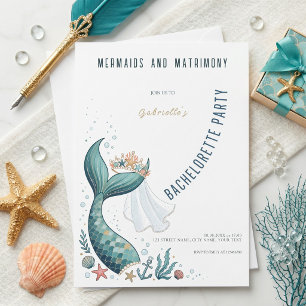 Mermaids and Matrimony Sea Bachelorette Party Invitation