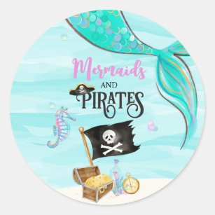 Mermaids and Pirates Birthday Classic Round Sticker