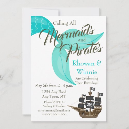 Mermaids and Pirates Birthday Invitation