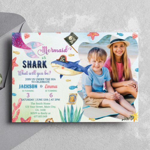 Mermaids And Pirates Birthday Invitation