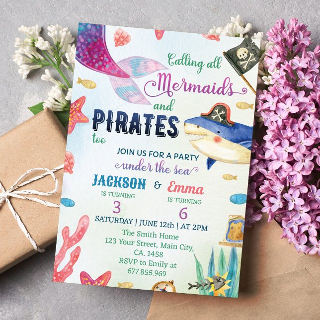 Mermaids And Pirates Birthday Invitation (Creator Uploaded)