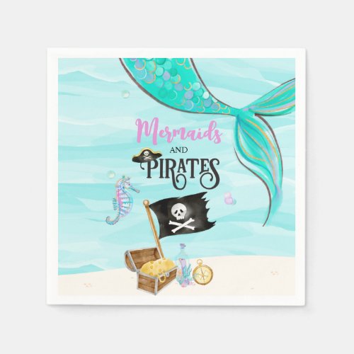 Mermaids and Pirates Birthday Napkins