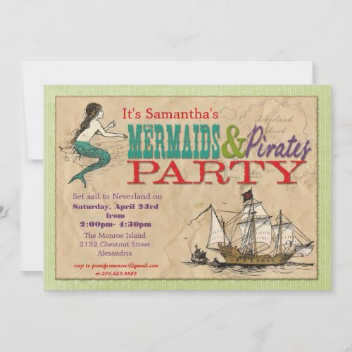 Mermaids and Pirates Party Invitation