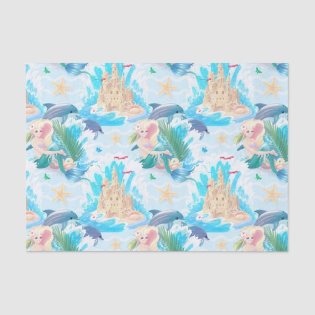 Mermaids And Sand Castles  Tissue Paper (Front)