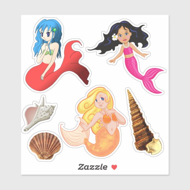 Mermaids and Sea Shells Sticker (Sheet)