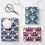 Mermaids and Seashells Damask Pattern Wrapping Paper Sheets