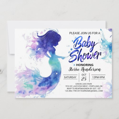 Mermaids Aquatic Birthday Baby Shower Invitation