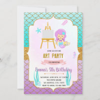 mermaids art painting theme invitation