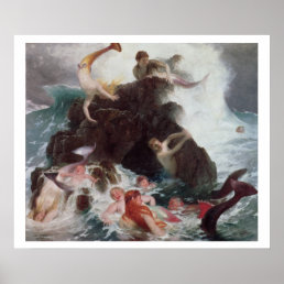 Mermaids at Play, 1886 (oil on canvas) Poster