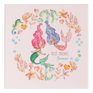 Mermaids Best Friends Forever BFF Personalized Acrylic Print