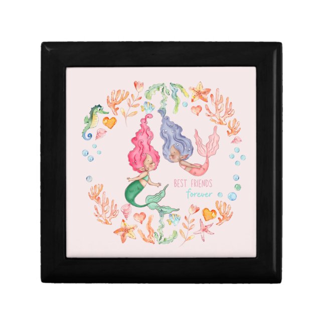 Mermaids Best Friends Forever BFF Personalized Gift Box (Front)