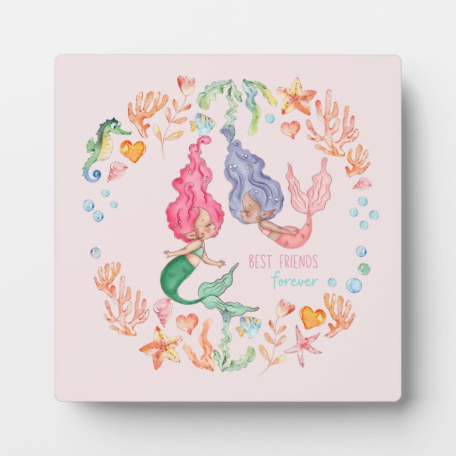 Mermaids Best Friends Forever BFF Personalized Plaque (Front)