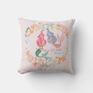 Mermaids Best Friends Forever BFF Personalized Throw Pillow