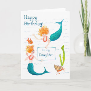 Mermaids Birthday Card for a Daughter