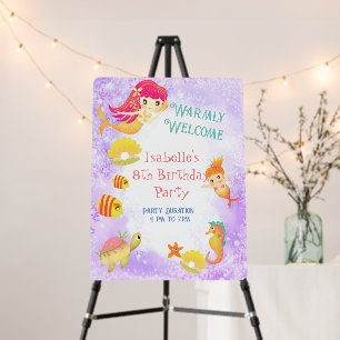 Mermaids Birthday Welcome Purple Foam Board