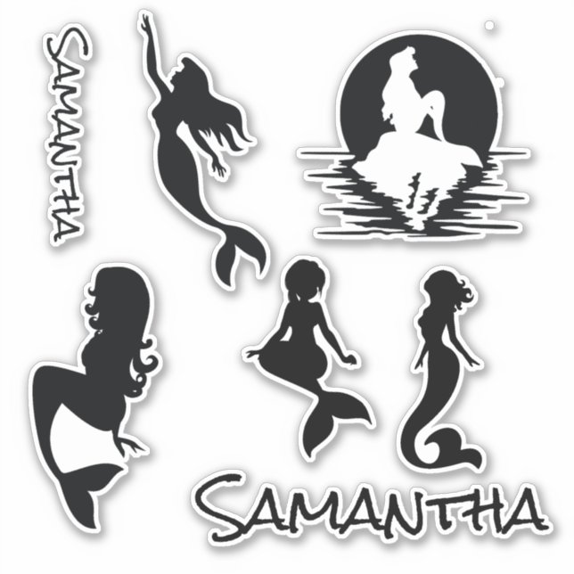 Mermaids black silhouette  Sticker (Front)