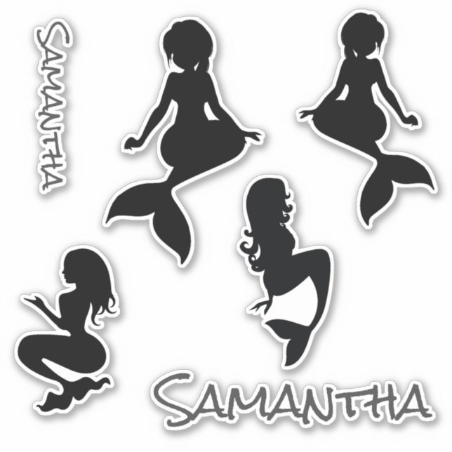 Mermaids black silhouette Sticker (Front)