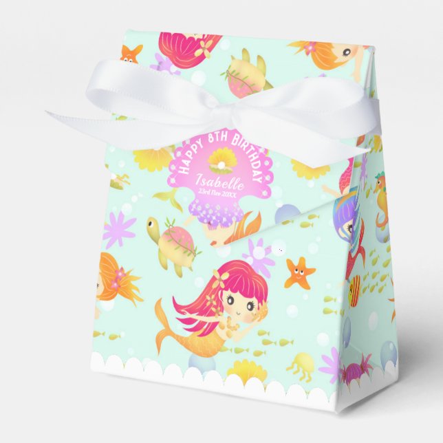 Mermaids Blue  Favor Boxes (Front Side)
