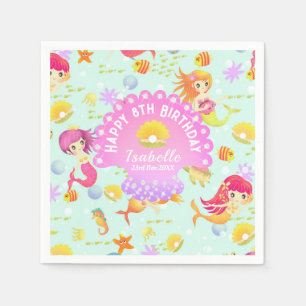 Mermaids Blue Napkins