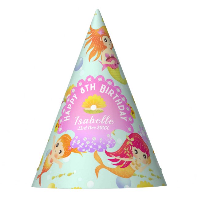 Mermaids Blue  Party Hat (Front)