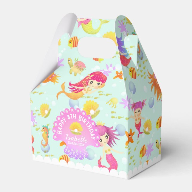 Mermaids Blue Tent Favor Boxes (Front Side)