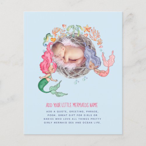 Mermaids BUDGET PHOTO Invite Announcement Flyer