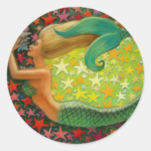 Mermaid's Circle Fantasy Mermaid Art Classic Round Sticker