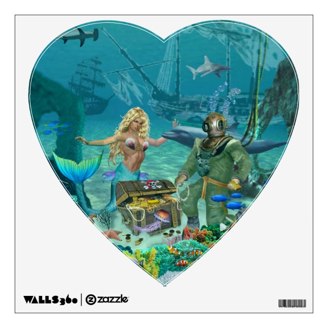 Mermaid's Coral Reef Treasure Wall Sticker (Front)