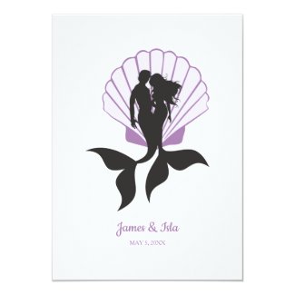 Mermaids Couple in Lillac Design Invitation