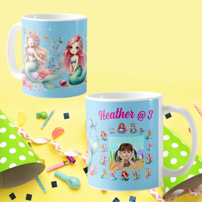 Mermaids Custom Photo Mug Kids Birthday Favor  (Creator Uploaded)