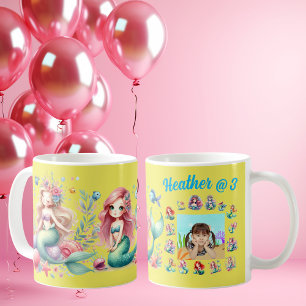 Mermaids Custom Photo Mug Kids Birthday Favor 