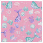 Mermaids Dream on Carnation Pink Fabric