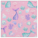 Mermaids Dream on Cotton Candy Pink Fabric