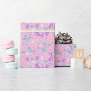 Mermaids Dream on Cotton Candy Pink Wrapping Paper