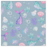 Mermaids Dream on Gray-Blue Fabric
