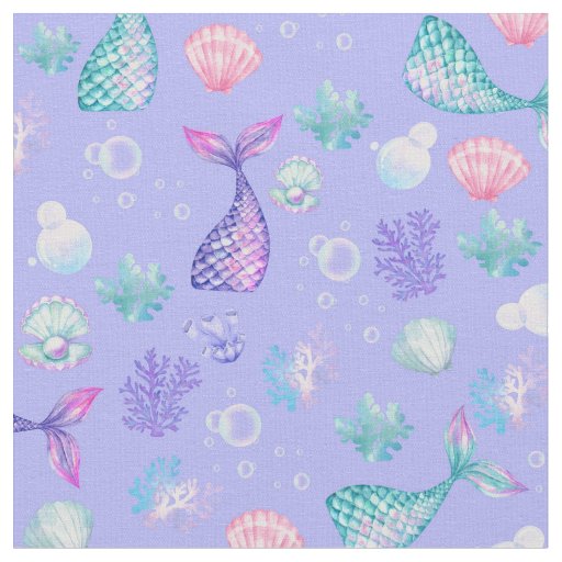 Mermaids Dream on Light Purple Fabric
