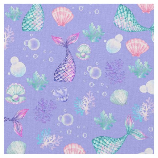 Mermaids Dream on Medium Purple Fabric