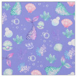 Mermaids Dream on Medium Slate Blue Fabric