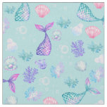Mermaids Dream on Pale Turquoise Fabric