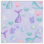 Mermaids Dream on Pastel Purple Fabric