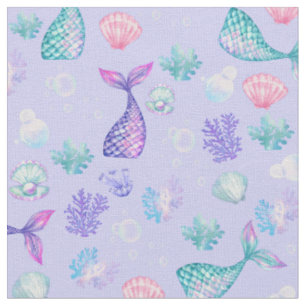 Mermaids Dream on Pastel Purple Fabric