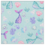 Mermaids Dream on Powder Blue Fabric