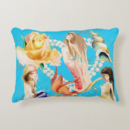 Mermaids Dream Romantic Floral  Accent Pillow