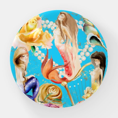 Mermaids Dream Romantic Floral and Pearl Heart  Paperweight