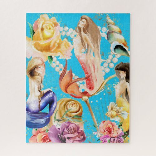 Mermaids Dream Romantic Floral  Jigsaw Puzzle