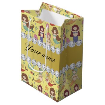 Mermaids Faux Gold Foil Bling Diamonds Medium Gift Bag by glamgoodies at Zazzle