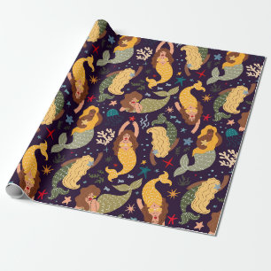 Mermaids, Fish and Coral Fantasy Fairy Tale Wrapping Paper