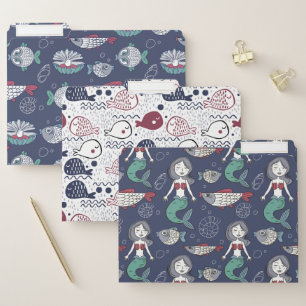 Mermaids & Fish file folder set