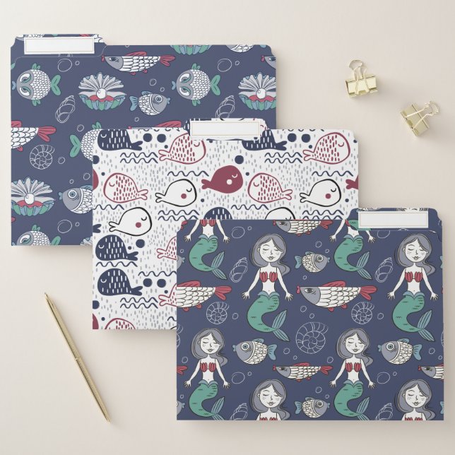 Mermaids & Fish file folder set (Set)
